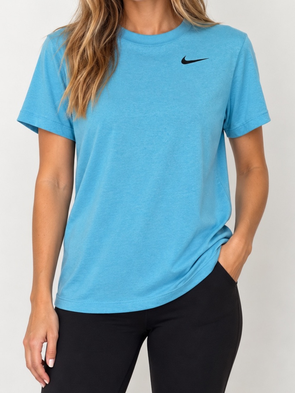 Nike Women's The Tee Dri-Fit Turquoise Bright Aqua Blue Short Sleeve Large